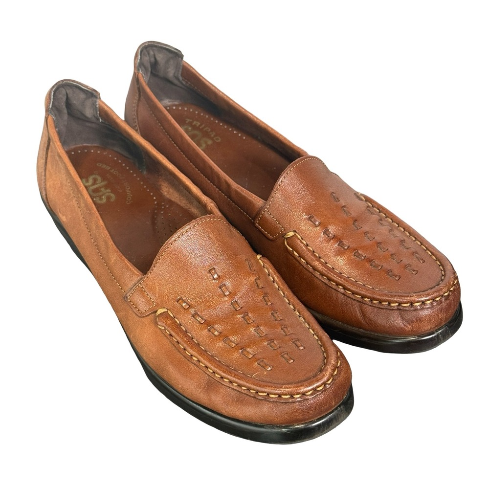 SAS Tripad Comfort Weave Toe Loafer Shoes Chestnut Brown Leather Womens 8 Narrow